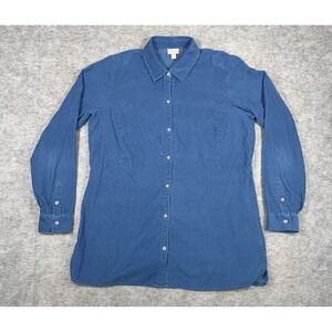 J Jill Shirt Womens Medium Tall Blue Corduroy Shacket Button Casual Fall Lagen